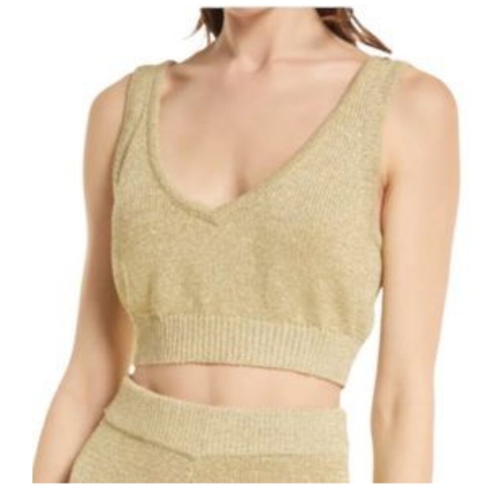 NWOT Nordstrom Open Edit Gold Knit Crop Top